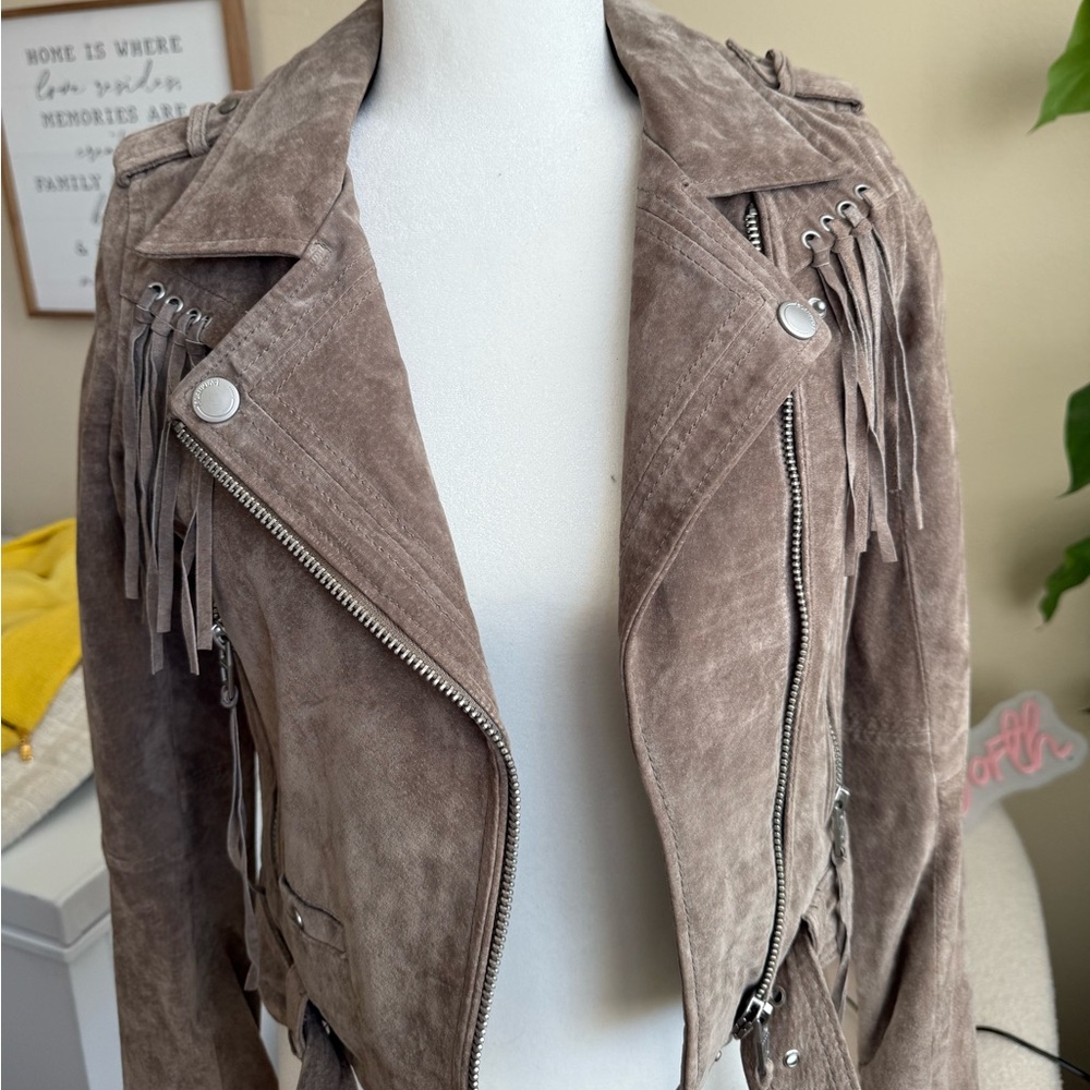 BLANK NYC TAUPE SUEDE XS MOTO JACKET